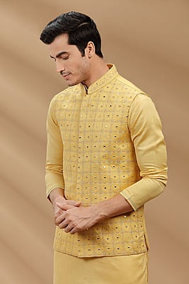 Patterned Yellow Kurta