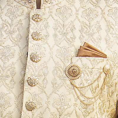 Elegant White Full Set Sherwani