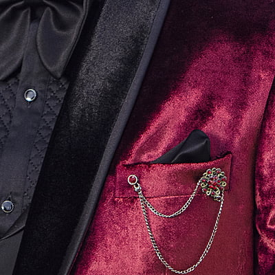 Elegant Maroon Black Full Set Suits
