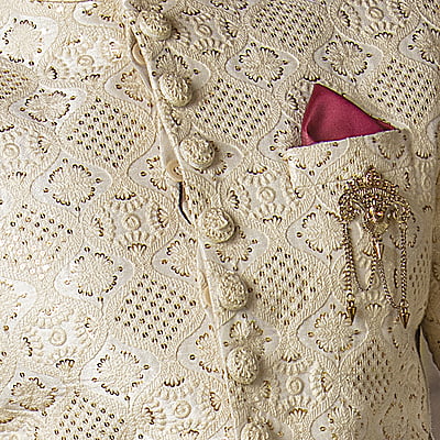 Elegant Cream Full Set Sherwani