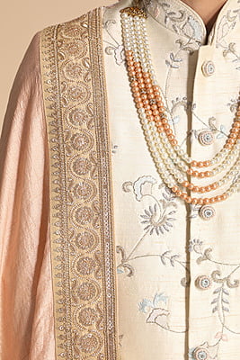 Pinkish Golden Rich Sherwani-min