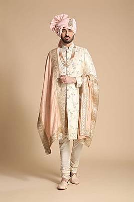 Pinkish Golden Rich Sherwani-min