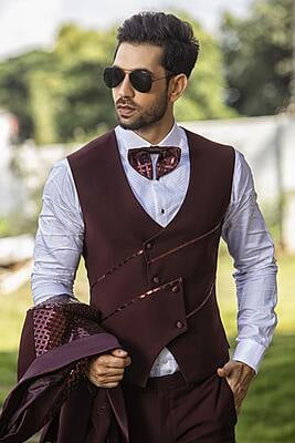 Elegant Maroon Full Set Designer Suits