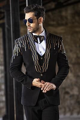 Elegant Black Designer Suits Full Set