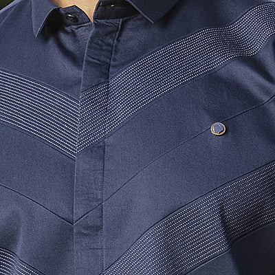 V Striped Blue Pattern Shirt