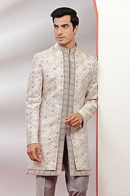 Rich Silvery Grey Indowestern