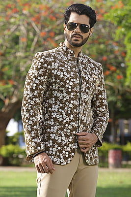 Floral Brown Jodhpuri