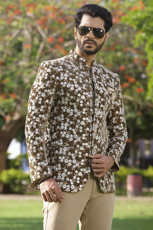 Floral Brown Jodhpuri