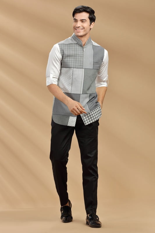 Checked Grey Bandi Checked Grey Bandi