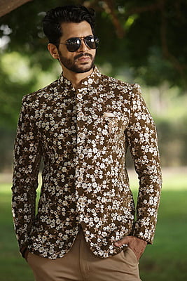 Floral Brown Jodhpuri