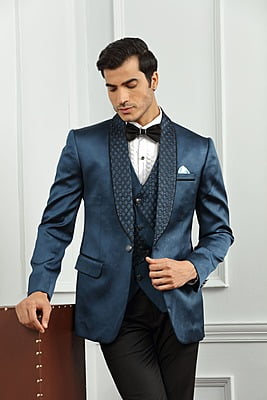 Glittering Blue Wedding Suit