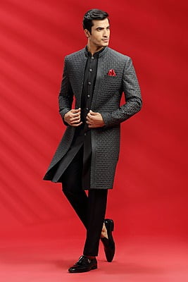 Long Grey Black Indowestern