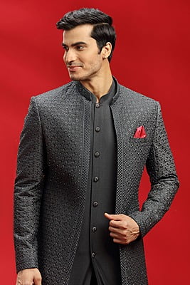 Long Grey Black Indowestern