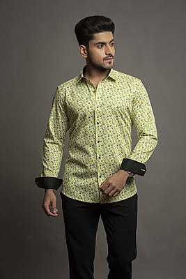 Cubic Green Printed Shirts