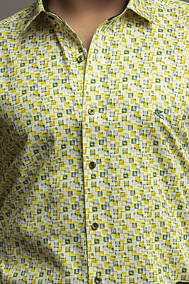 Cubic Green Printed Shirts